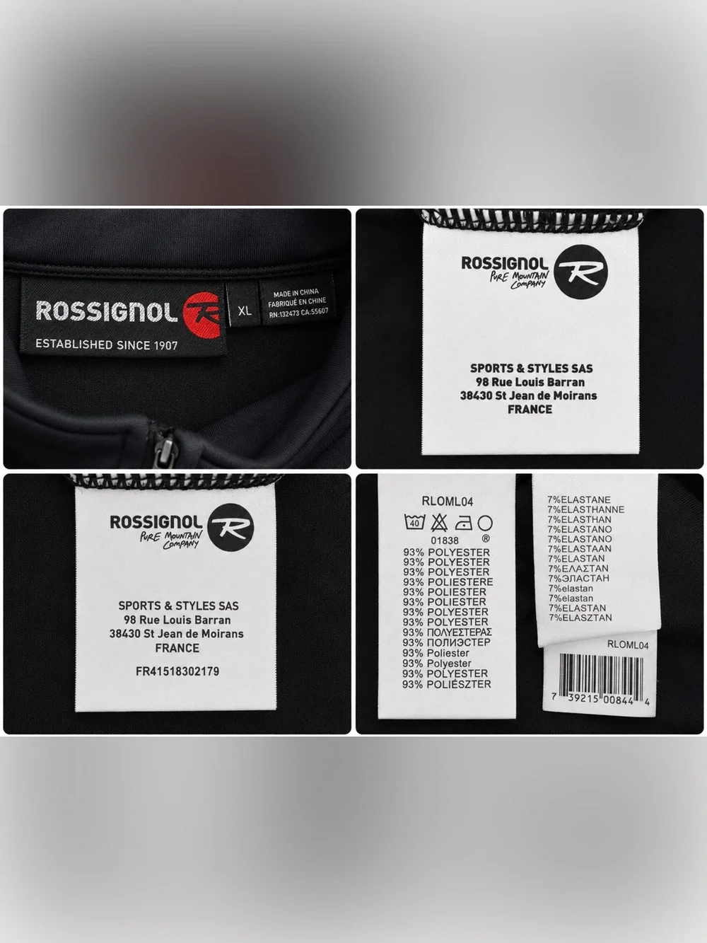 Rossignol XL Quarter Zip Pullover Black Performance Stretch Ski Golf Jacket